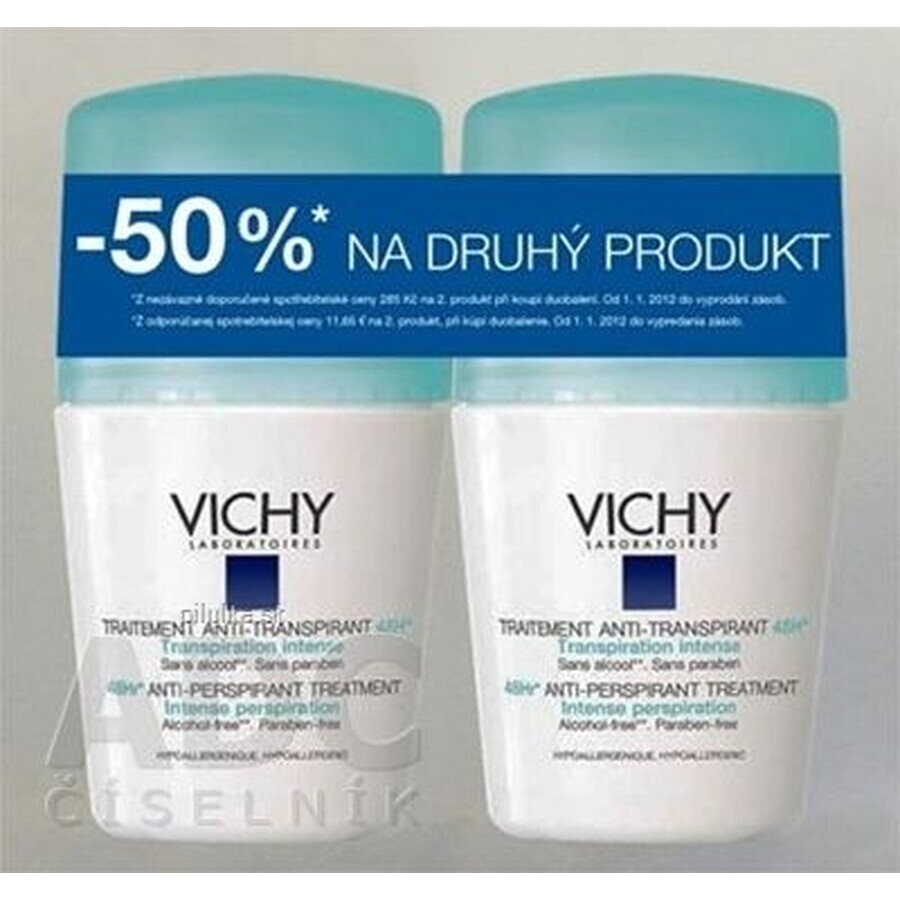 Vichy DEO ANTI-TRANSPIRANT, Antitranspirant 48H Intense Duo Hypoallergenic 2 x 50 ml