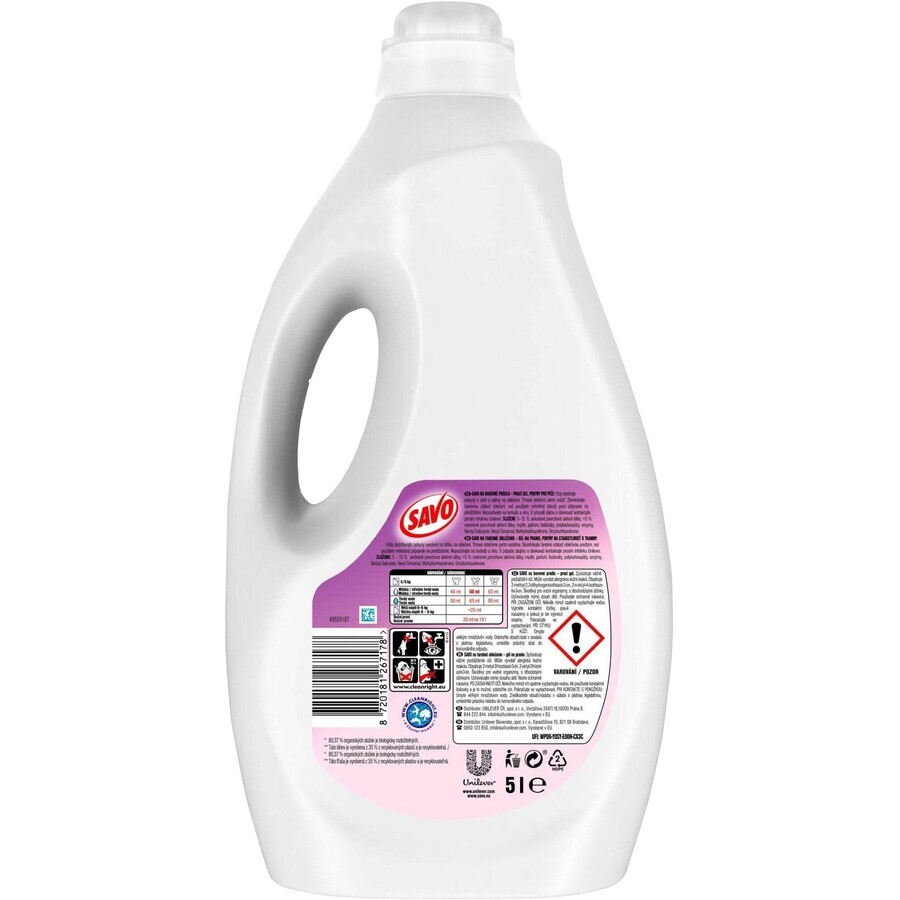 Savo Gel de lavado para ropa de color 100 dosis de lavado 5 l