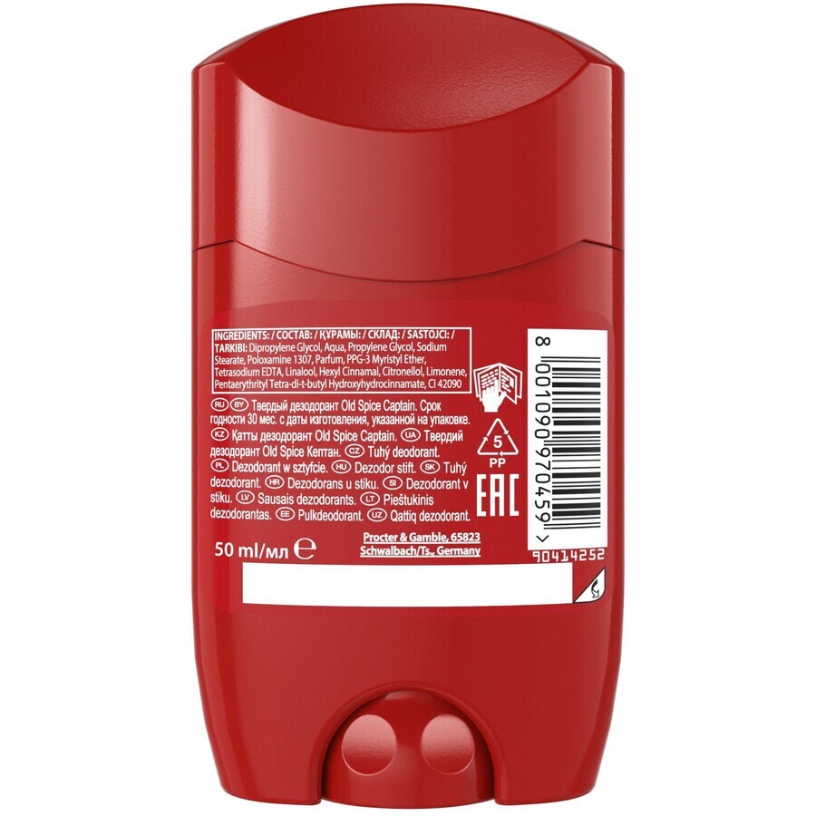 Old Spice Captain deodorant solid cu note de lemn de santal și citrice 50 ml