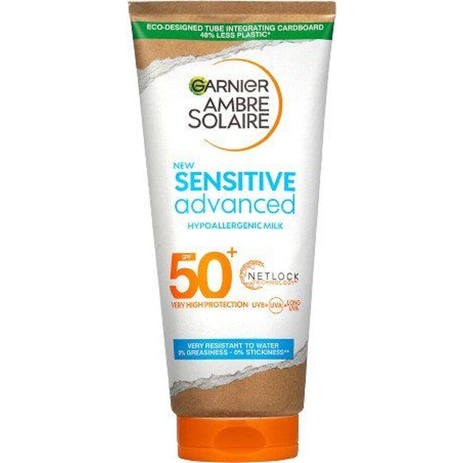 Garnier Ambre Solaire Sensitive Loción Solar Avanzada, protección muy alta para pieles sensibles, FPS 50+, 175 ml