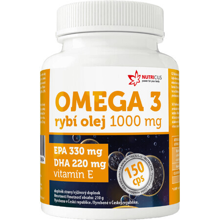 Nutricius Omega 3 Aceite de Pescado 1000 mg EPA 330 mg/DHA 220 mg 150 cápsulas