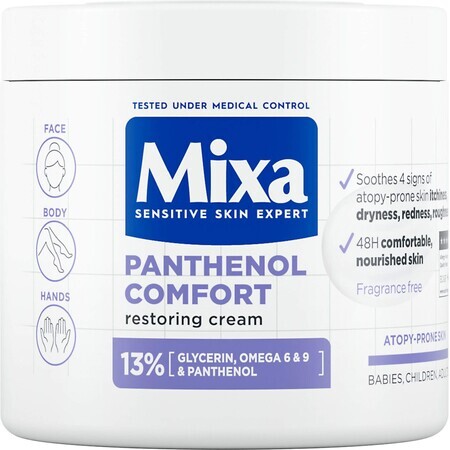 Mixa Panthenol Soin corporel régénérant pour les peaux à tendance atopique, 400 ml