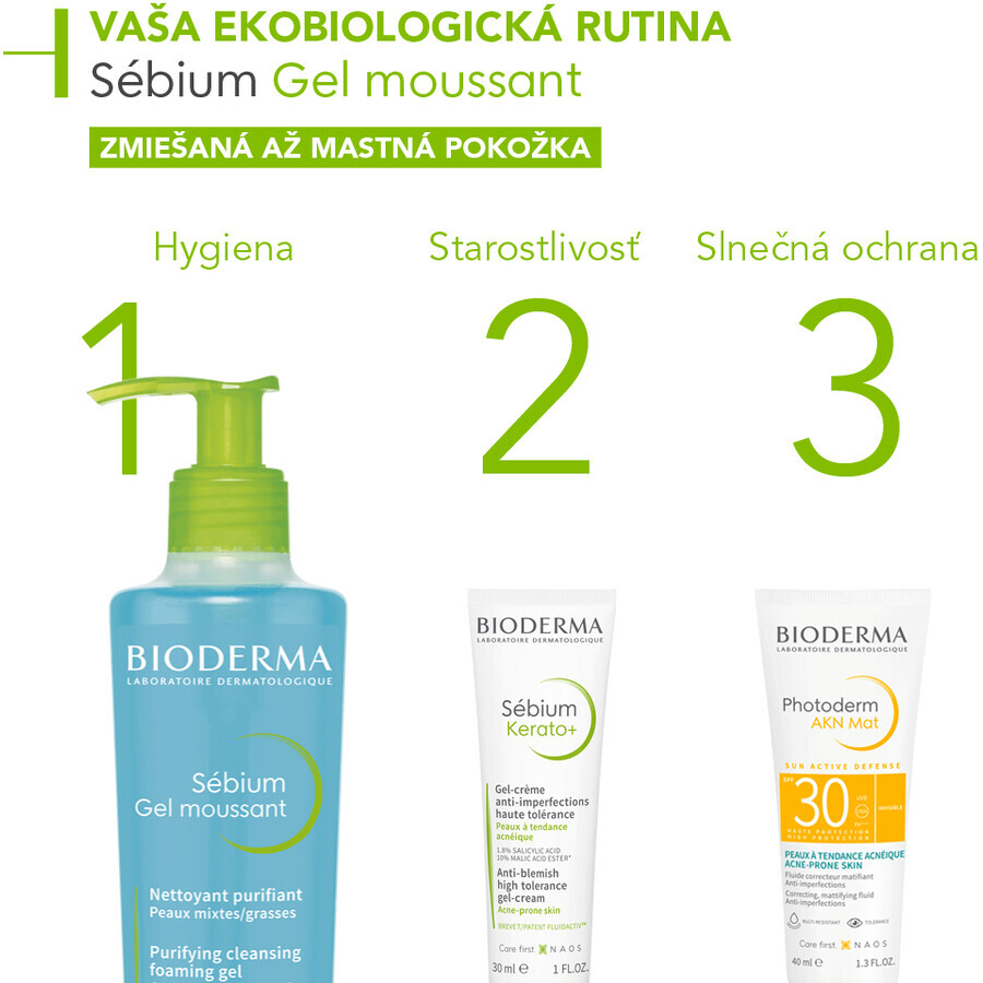 Bioderma Sébium Gel moussant gel de curățare pentru ten mixt și gras 200 ml