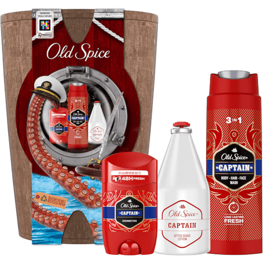 Old Spice in un barile di legno - deodorante solido + gel doccia + dopobarba