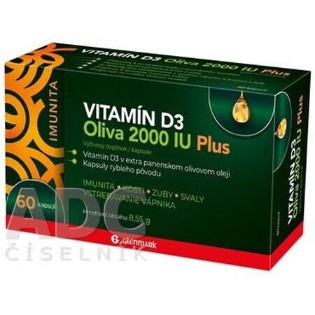 Glenmark VITAMINA D3 Oliva 2000 UI Plus 60 cápsulas