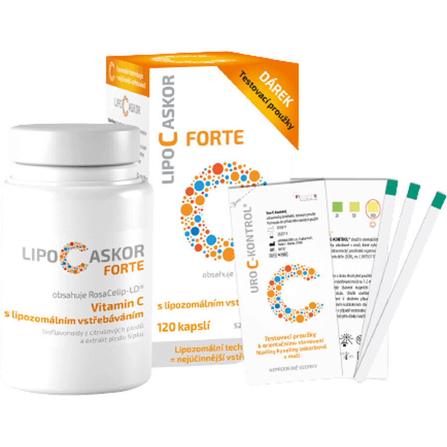 Lipo C Ascor Forte vitamina C con tiras reactivas de absorción liposomal 4 uds + 120 cápsulas