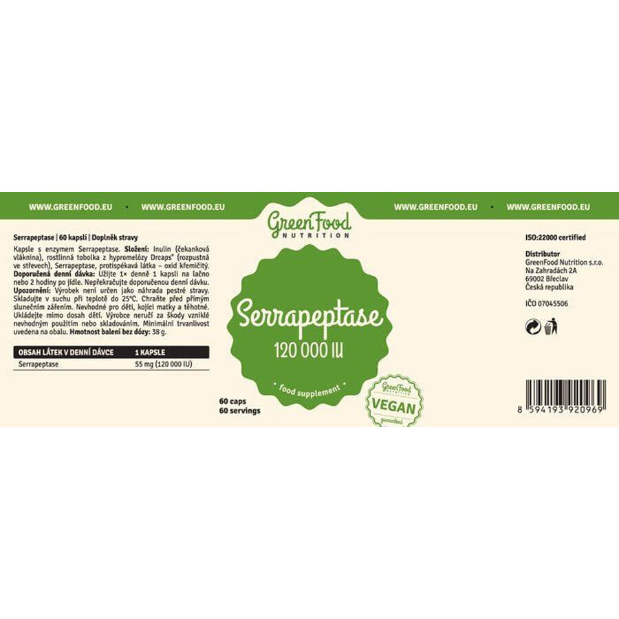 GreenFood Nutrition Serrapeptase 120000IU 60 cápsulas