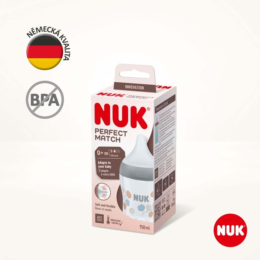 Nuk Perfect Match bottle with temperature control, gray 150 ml