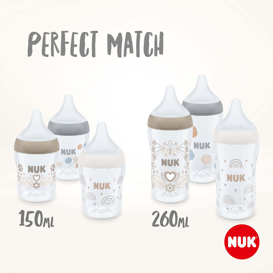 Nuk Perfect Match bottle with temperature control, gray 150 ml