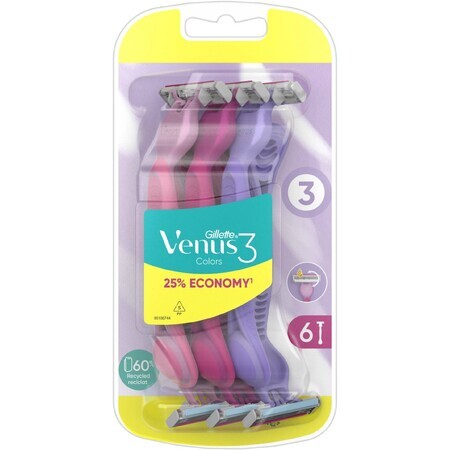 Gillette Venus Venus Simply Simply Venus3 Disposable Shaver Multicolor 6 pcs