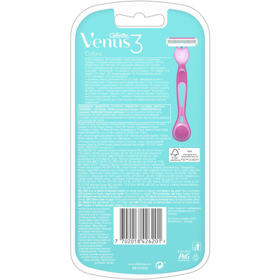 Gillette Venus Venus Simply Simply Venus3 Disposable Shaver Multicolor 6 pcs