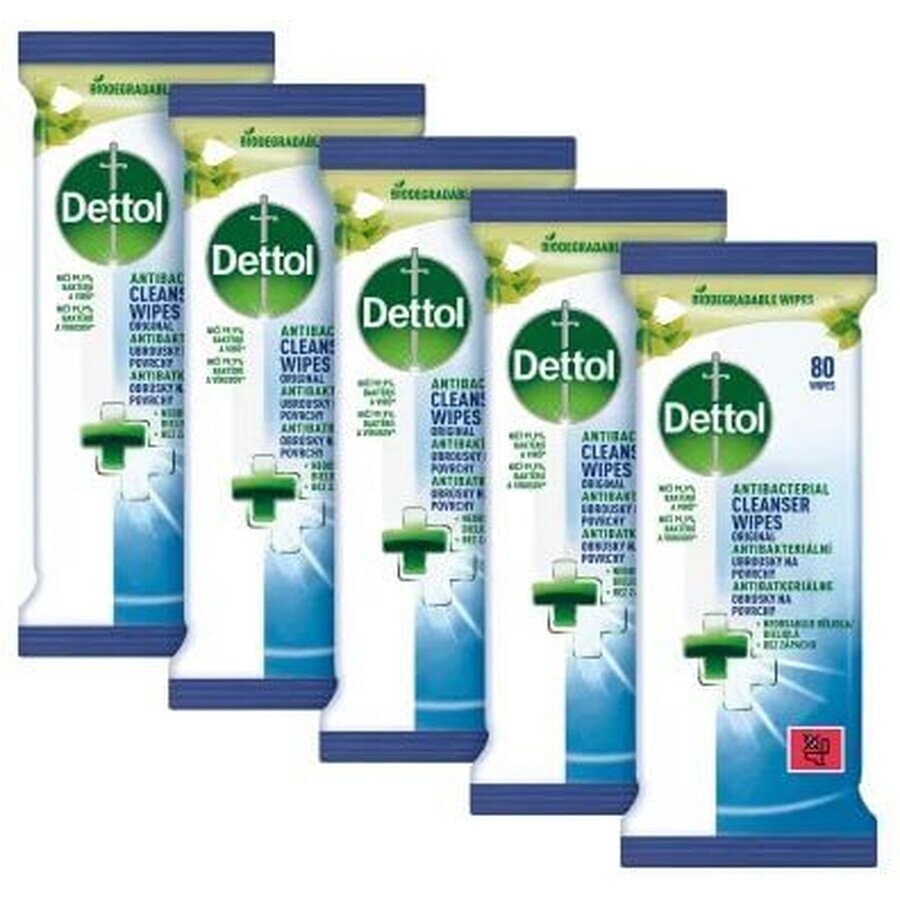 Dettol Toallitas para Superficies 5 x 80 uds.