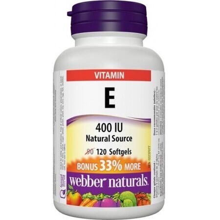 Webber Naturals Vitamina E 400 IU fuente natural BONUS 120 cápsulas