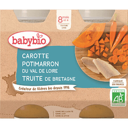 Babybio Menu carottes et courgettes à la truite 2 x 200 g