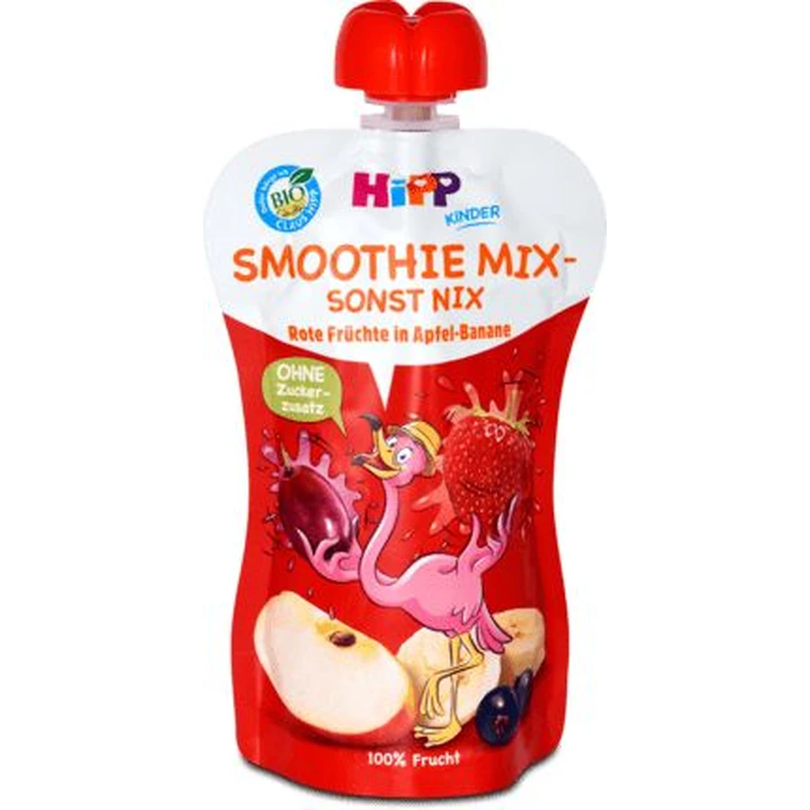 HiPP BIO Smoothie mere, banane și fructe roșii 120 ml