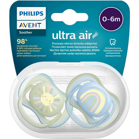 Philips Avent Ultra Air Schnuller Bild 0-6m Baby (Regenbogen) 2 Stück