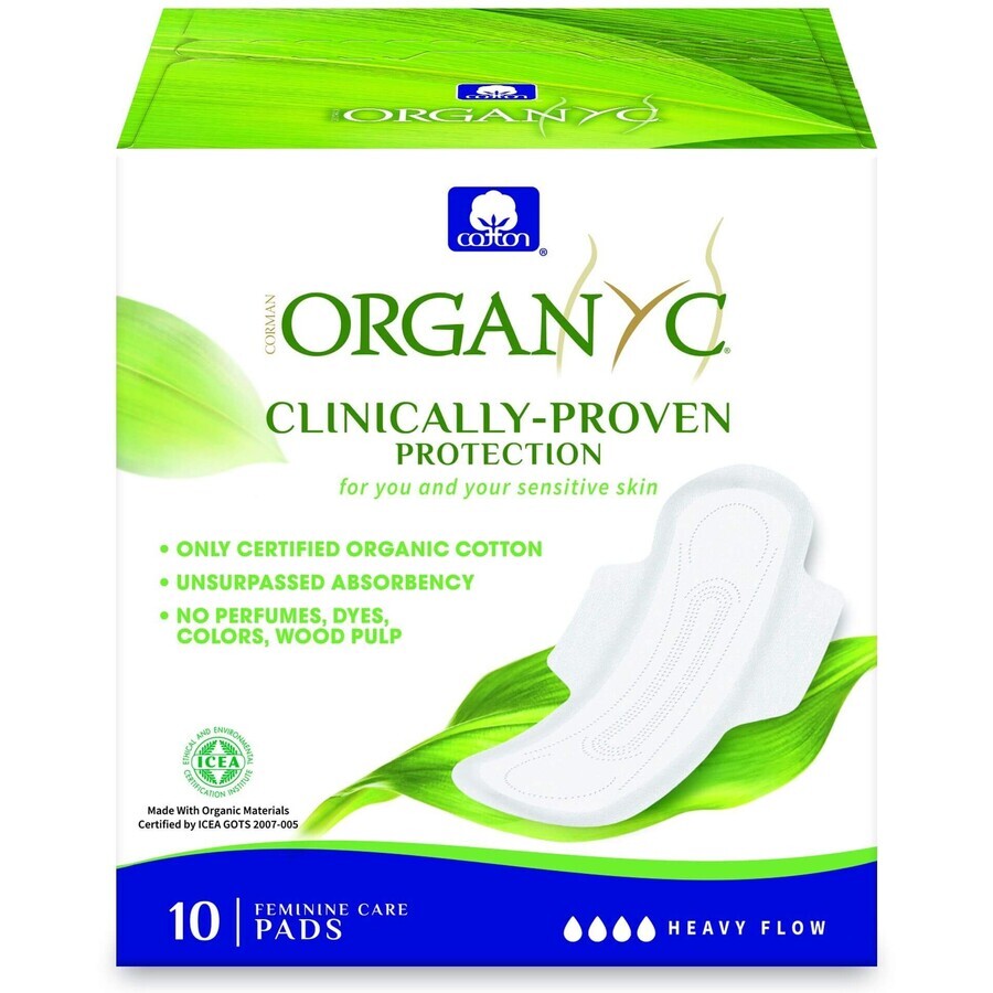 Organyc Serviettes hygiéniques en coton biologique 10 pcs