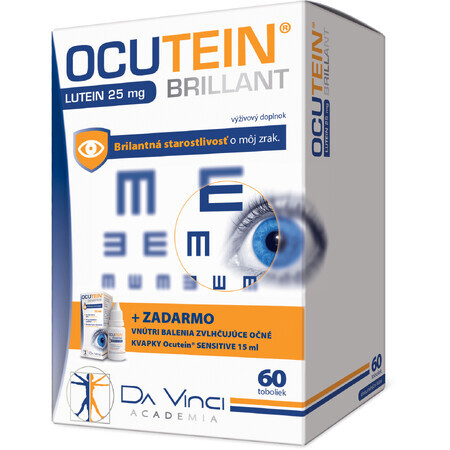 Ocutein BRILLANT Lutein 25 mg - DA VINCI 60 Kapseln + Sensitive Augentropfen 15 ml gratis