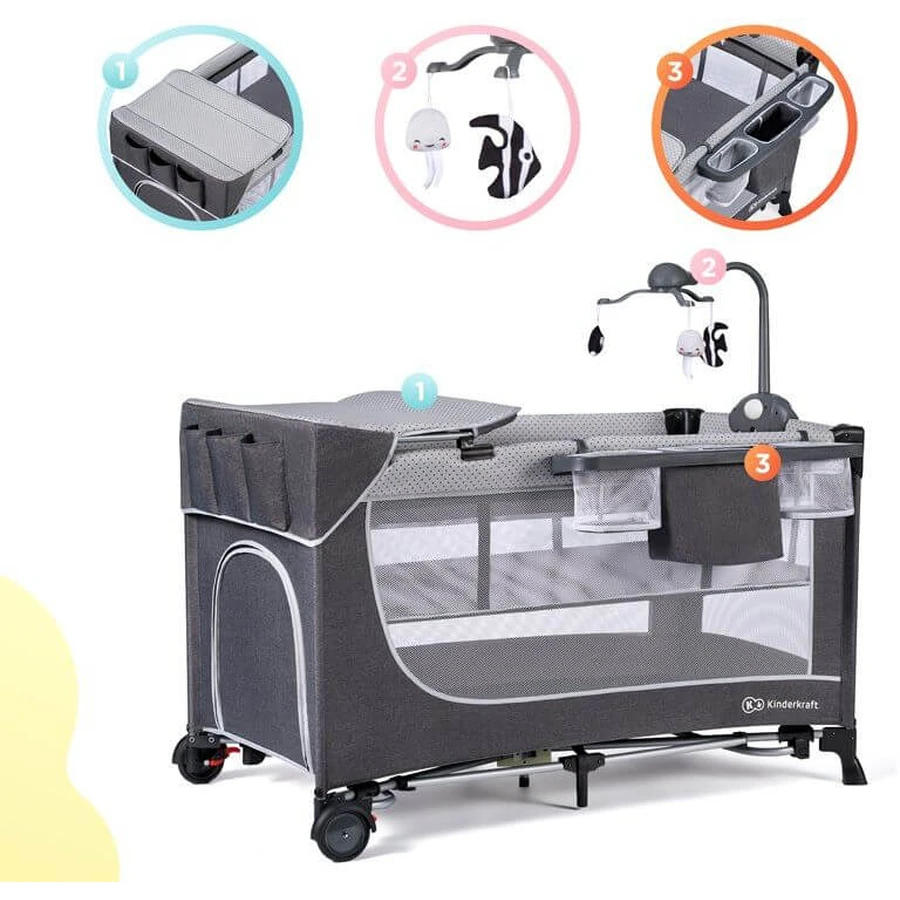 Kinderkraft Leody lit de voyage avec accessoires Leody Grey