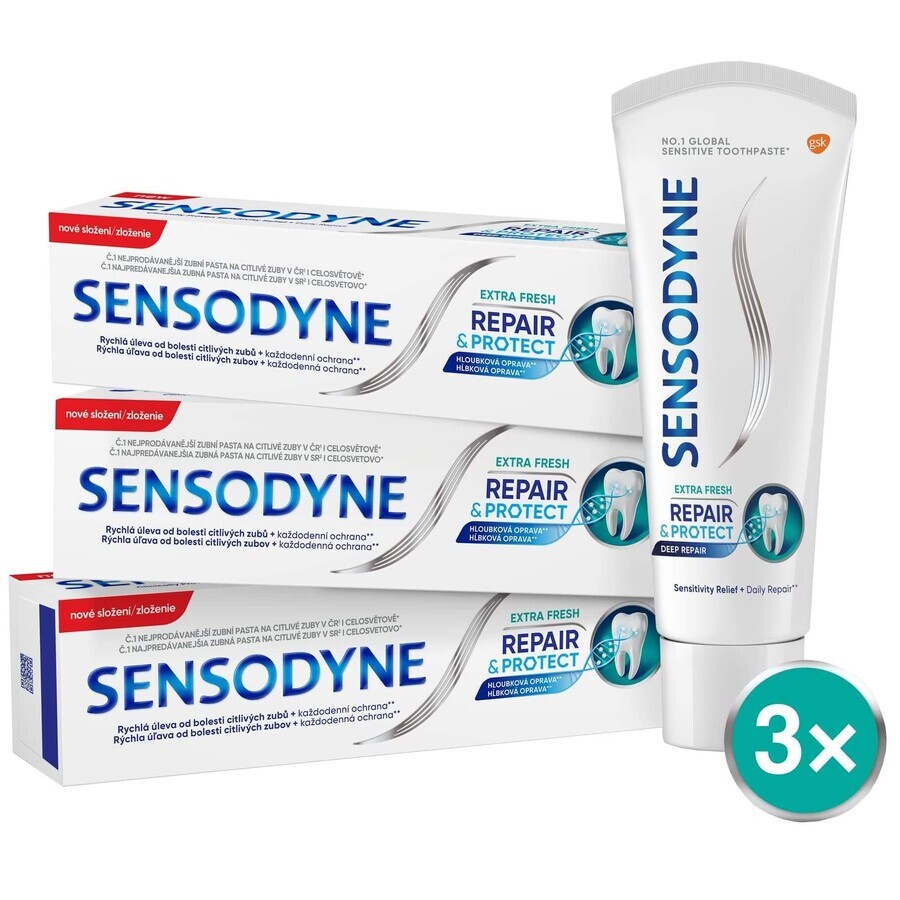 Sensodyne Repair & Protect dentifricio extra fresco 3 x 75 ml