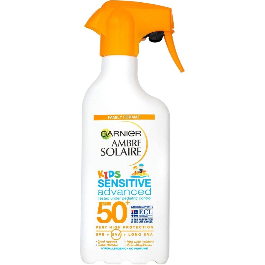 Garnier Ambre Solaire Solaire Sensitive Advanced Kids Spray protector para la piel sensible de los niños, FPS 50+, 270 ml