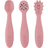 Petite&Mars Set de cuillères d'apprentissage en silicone Take&Match Dusty Rose 6m+ 3 pcs