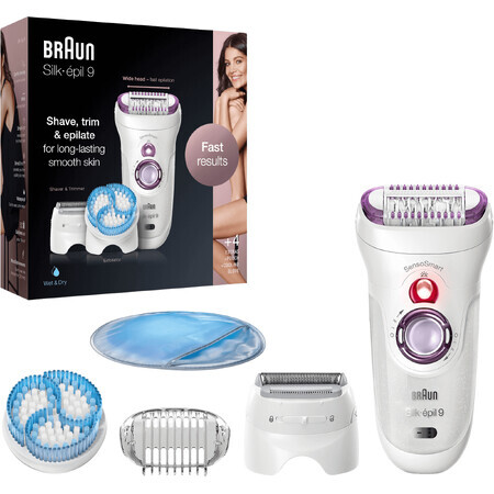 Braun Silk-épil 9, Epilator, 4 atașamente, husă, mănuși de răcire, 9-735