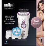 Braun Silk-épil 9, Epilator, 4 atașamente, husă, mănuși de răcire, 9-735