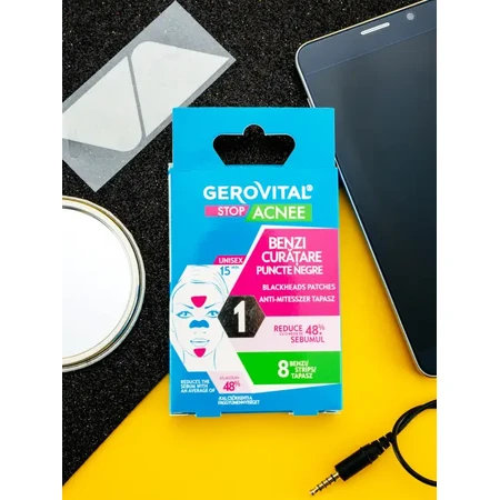 Benzi curatare puncte negre Gerovital Stop Acnee, 8 bucati, Farmec
