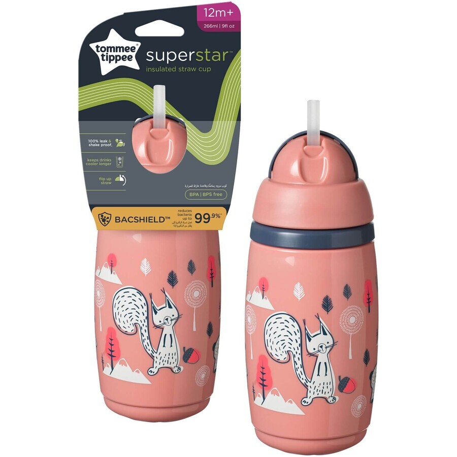 Tommee Tippee Superstar, 12m+, gobelet de sport anti-goutte, rose 266 ml