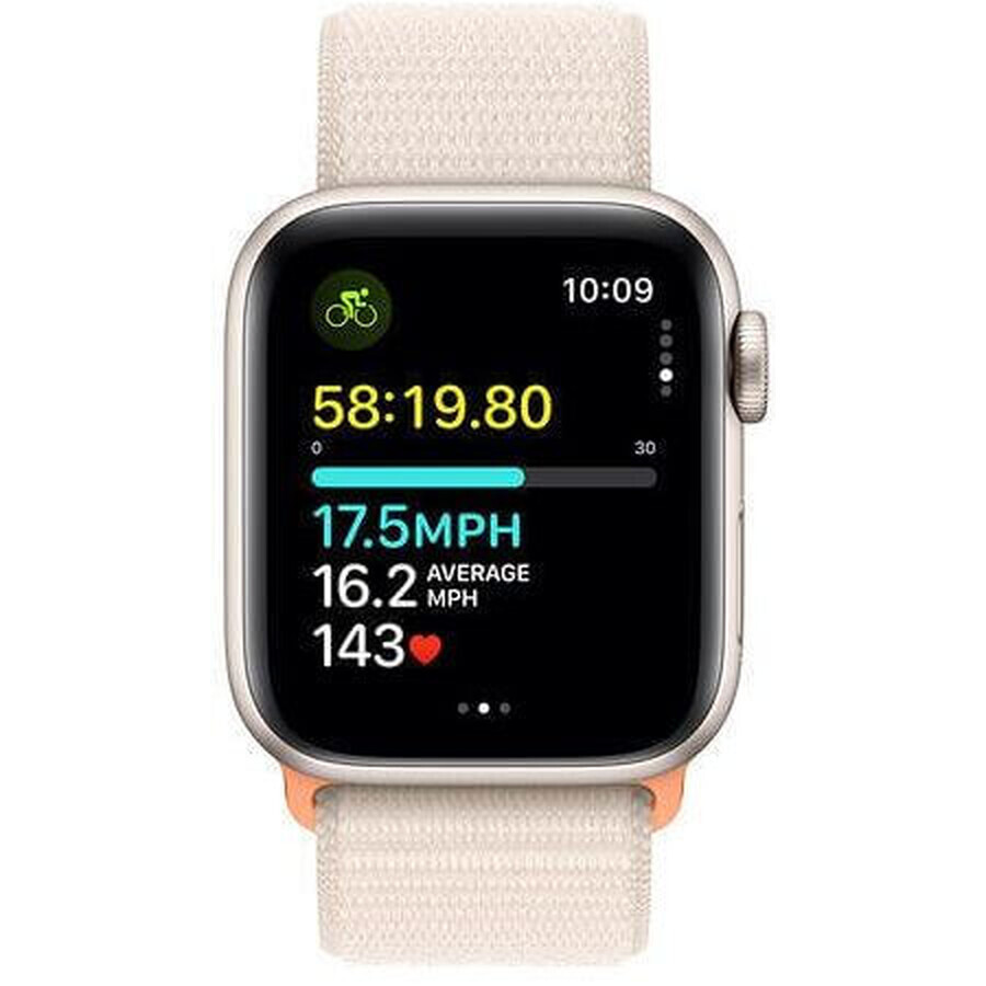 Apple Watch SE GPS 44mm carcasă din aluminiu cu buclă sport, Starlight