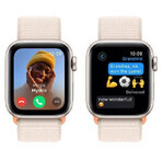 Apple Watch SE GPS 44mm carcasă din aluminiu cu buclă sport, Starlight