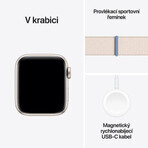 Apple Watch SE GPS 44mm carcasă din aluminiu cu buclă sport, Starlight