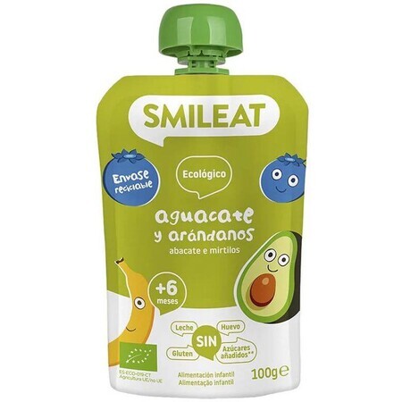 Smileat Sacchetto biologico di mele, banane, avocado e mirtilli 6M+ 100 g