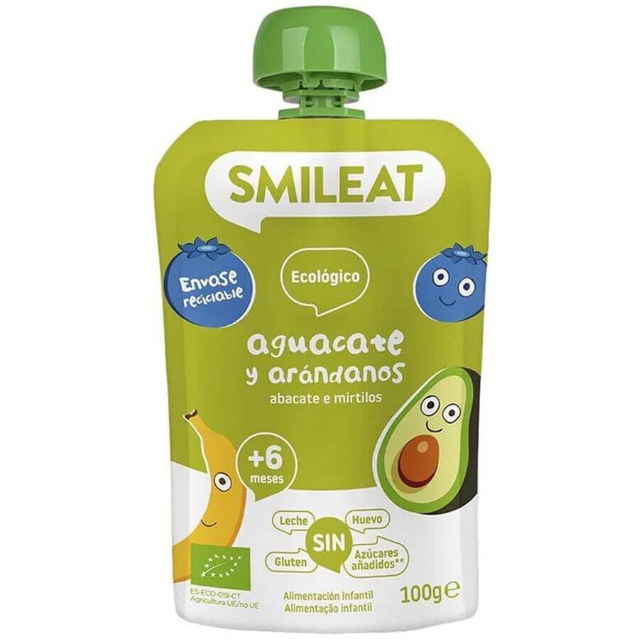 Smileat Sacchetto biologico di mele, banane, avocado e mirtilli 6M+ 100 g