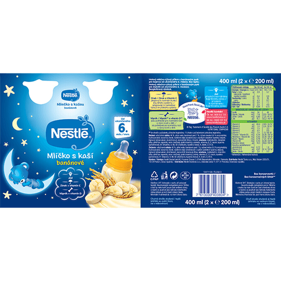 Nestlé Lait avec banane écrasée 6 mois 2 x 200 ml