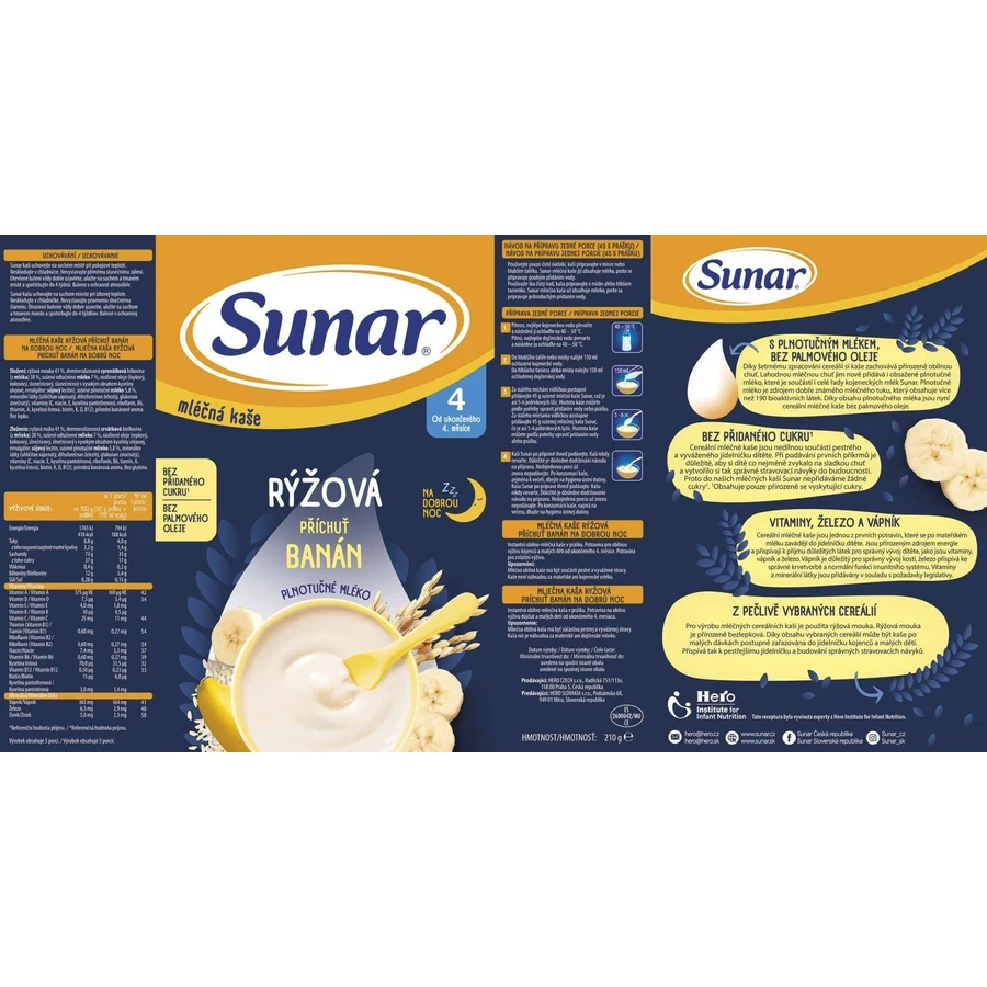 Sunar Buenas Noches Papilla de arroz con leche y plátano 210 g