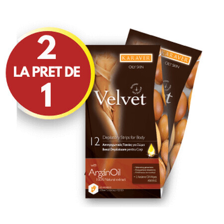 Bandes dépilatoires corporelles à l'huile d'argan de velours, 12 pièces, Karaver