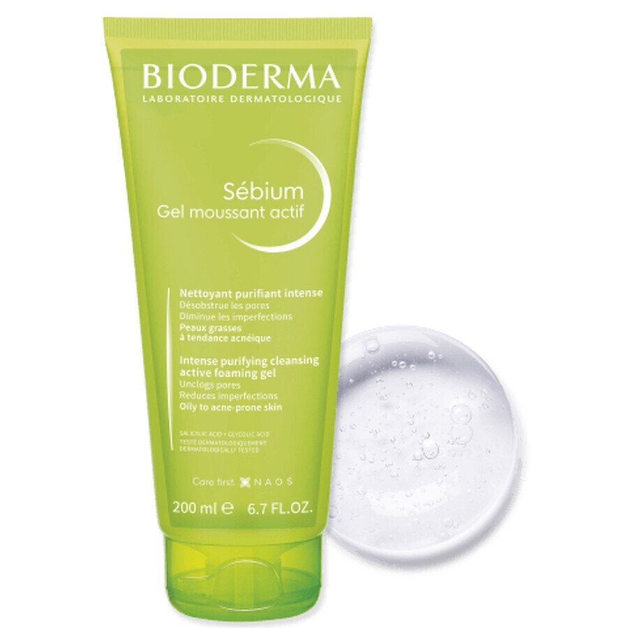 Bioderma Sébium Gel moussant actif cleansing gel for oily skin and acne 200 ml