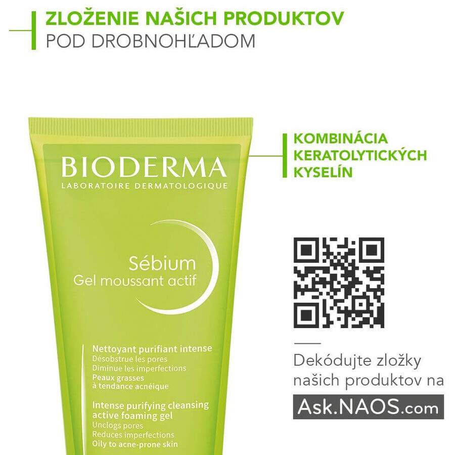 Bioderma Sébium Gel moussant actif cleansing gel for oily skin and acne 200 ml