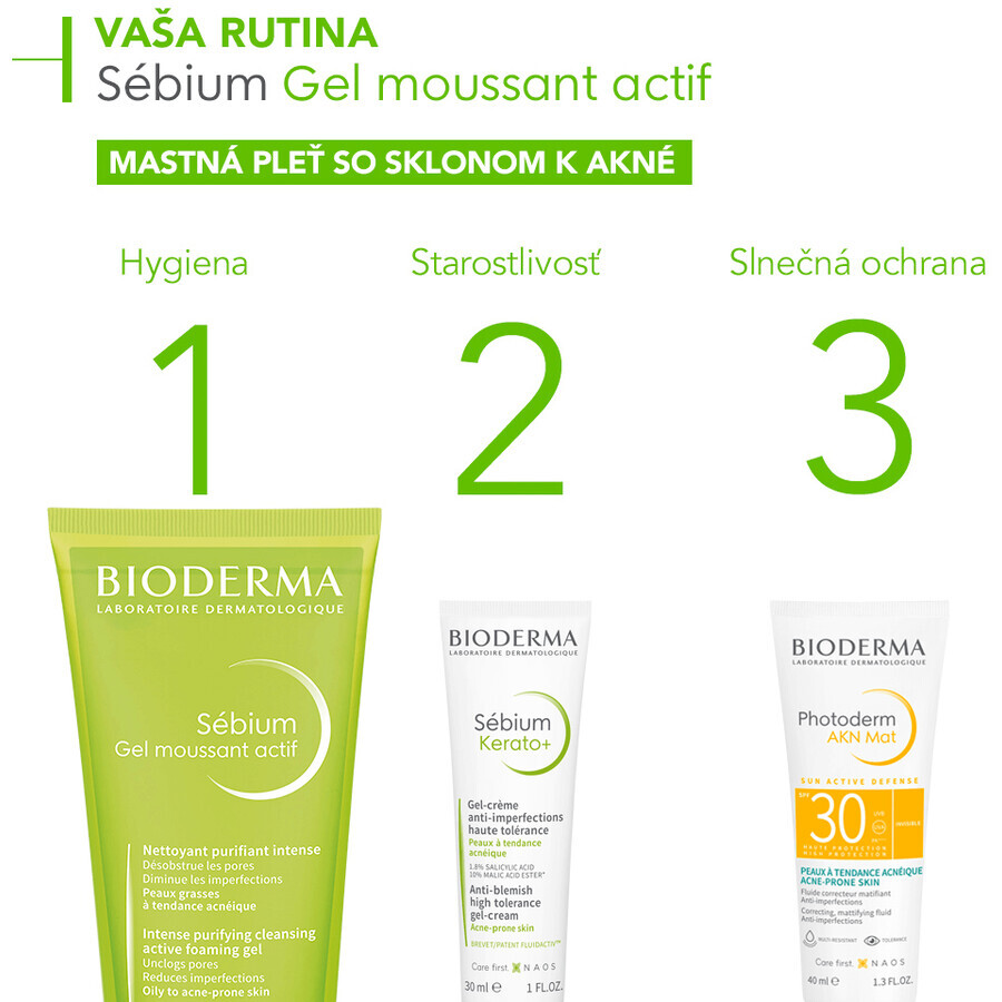 Bioderma Sébium Gel moussant actif cleansing gel for oily skin and acne 200 ml