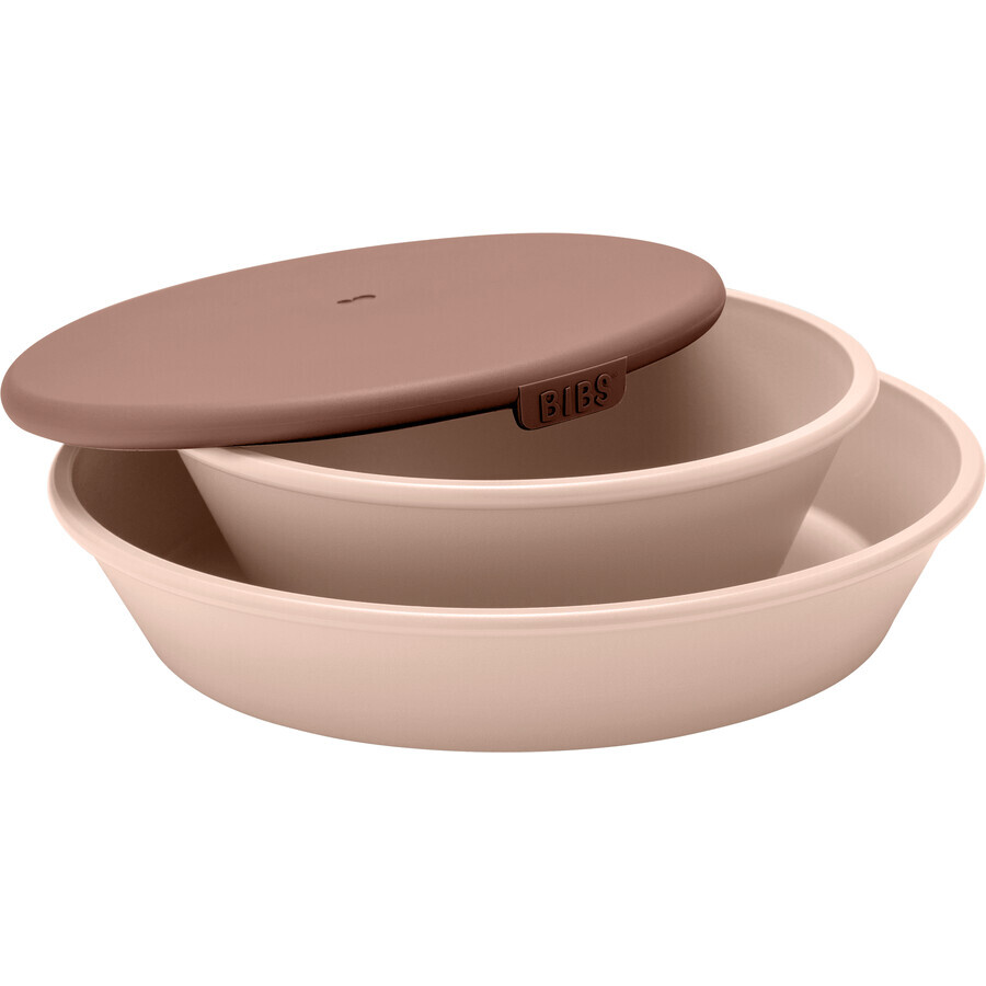 Assiette et bol BIBS avec couvercle - Blush 3 pcs