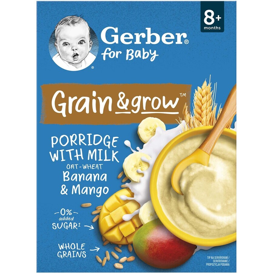 Gerber Porridge au lait de blé et d'avoine, banane et mangue 200 g