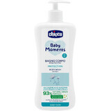 Chicco Baby Protective Moments Shampooing pour le corps avec distributeur, 93% d'ingrédients naturels 750 ml