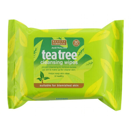 BeautyFormulas Salviette detergenti per il viso con tea tree 30 pezzi