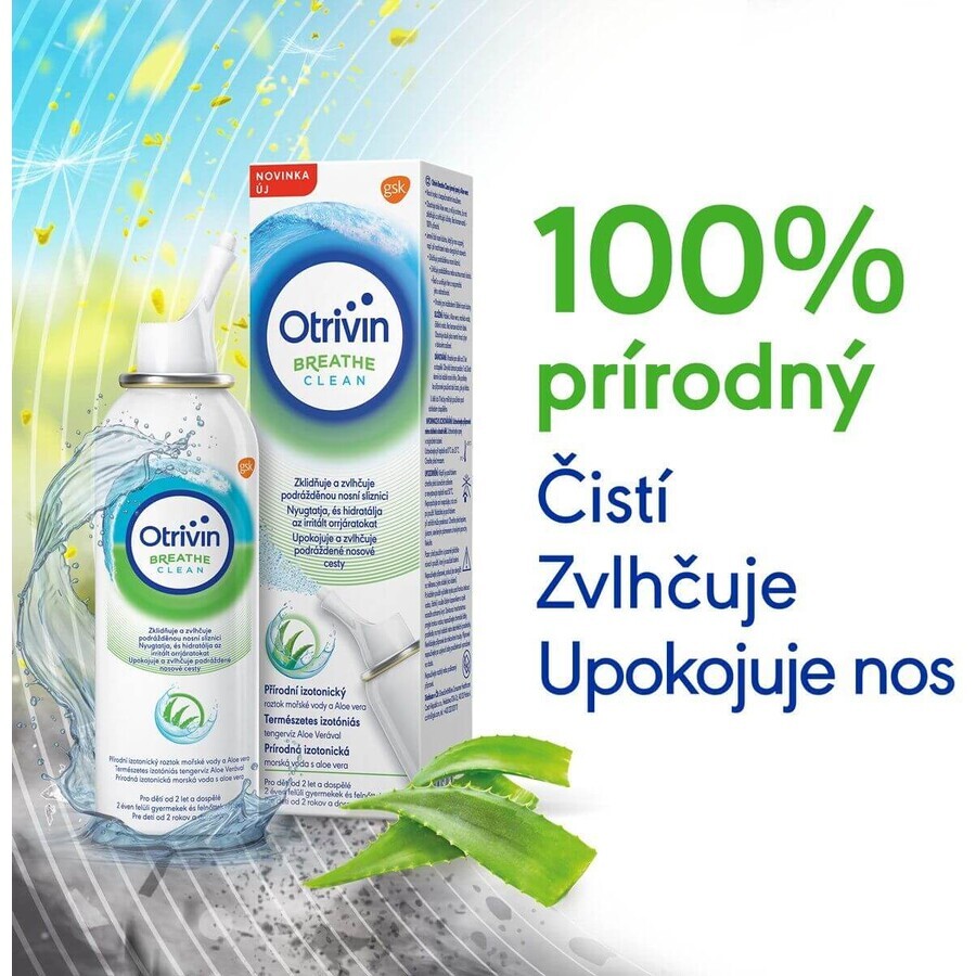 Otrivin Breathe Clean Agua de mar isotónica con aloe vera para la limpieza nasal 100 ml