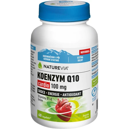NatureVia KOENZYM Q10 cardio 100 mg, vitamine B1+E, seleniu 60 capsule