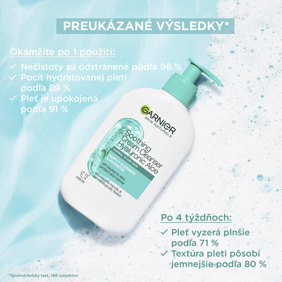 Garnier Skin Naturals Cremă de curățare calmantă cu acid hialuronic și aloe vera, 250 ml