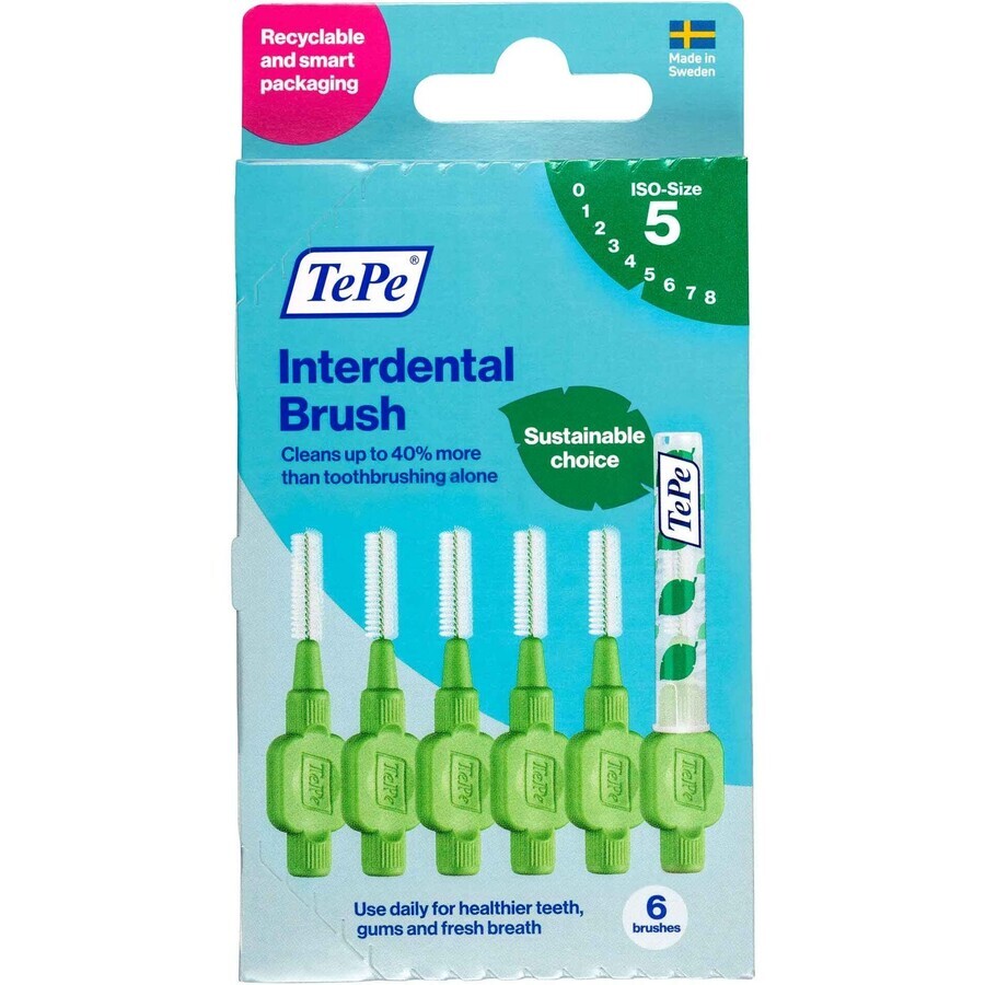 TePe Perii interdentare mărimea 5 verde 0,8 mm, cutie de hârtie 6 buc