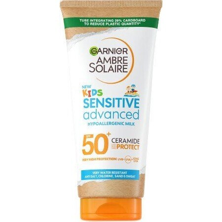 Garnier Ambre Solaire Sensitive Advanced Kids Loción solar para pieles sensibles infantiles, FPS 50+, 175 ml